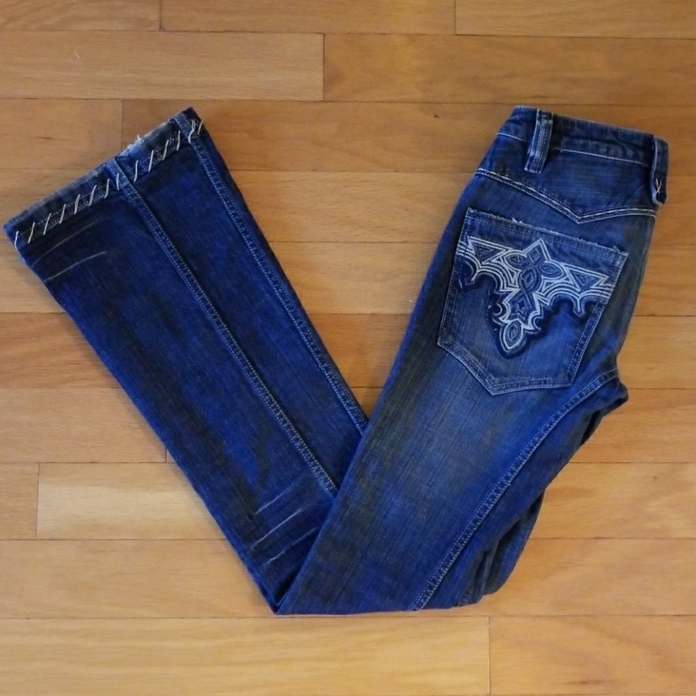 Antik Denim Distressed Denim w/ Stitch Detail